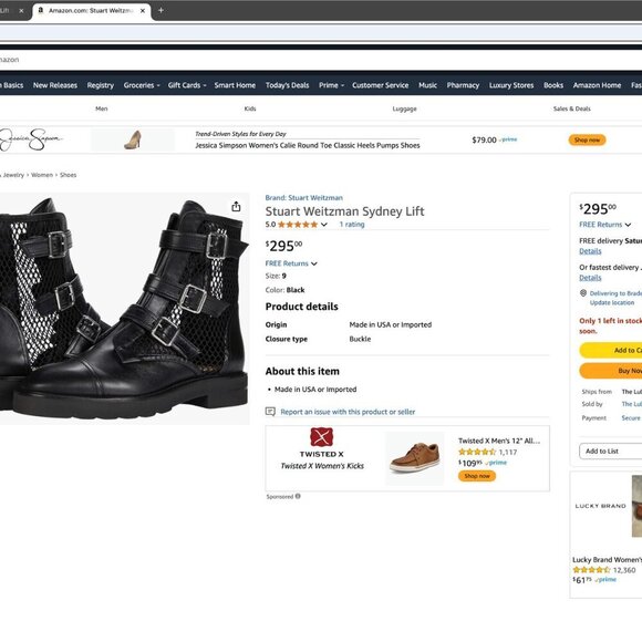 Stuart Weitzman Sydney Lift Black women's boots - Picture 2 of 13